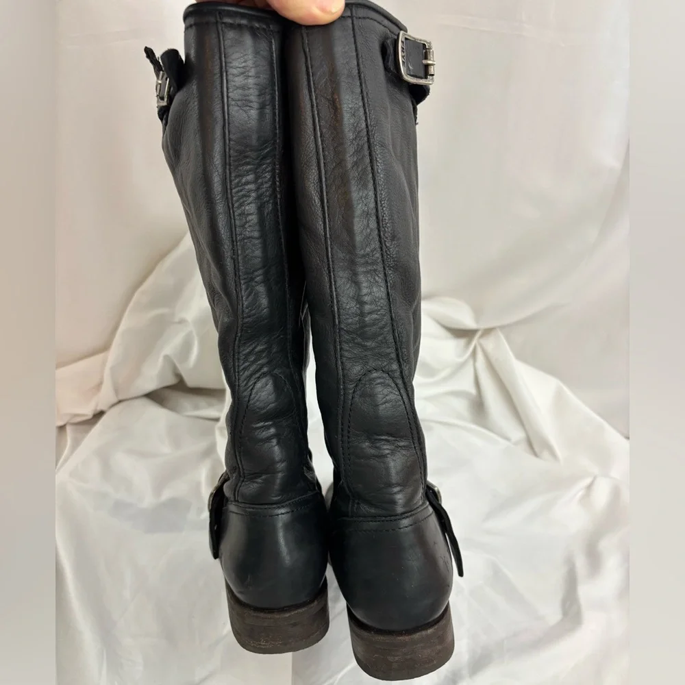 GUC FRYE sz9 Black Leather Veronica Slouch Tall Boots… - Picture 9 of 13